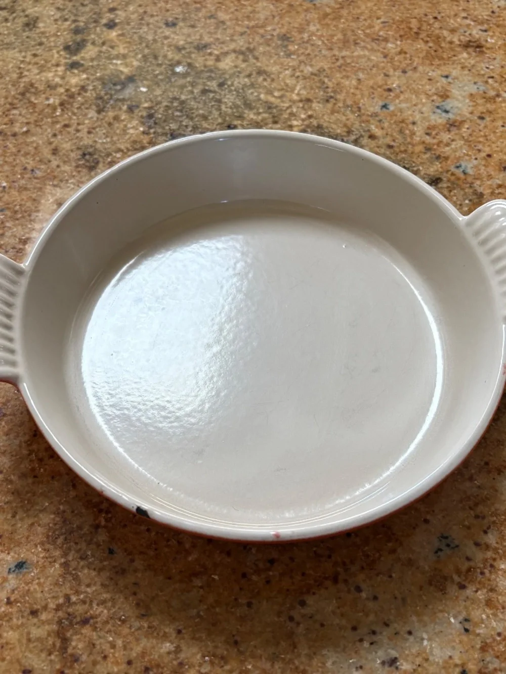 Vintage Le Creuset Flame Orange Enameled Cast Iron Gratin Dish #22